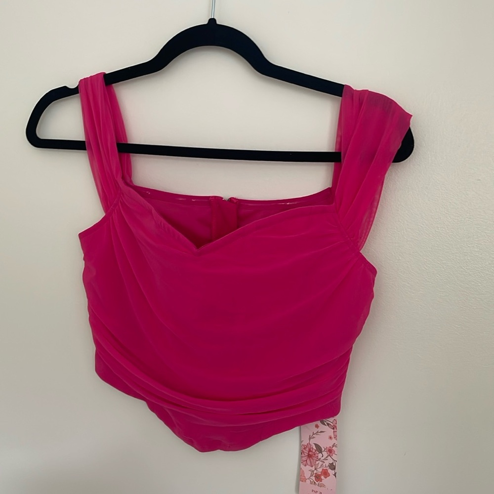 Bright pink corset style crop top. New with tags
